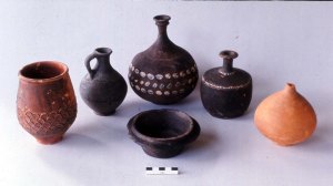 The Burntwood Farm pottery vessels from all the graves.